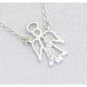 18'' Cute Silver Angel Vintage Necklace by Avon - A14